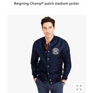 Reigning Champ X J. Crew Varsity Bomber Jacket (Navy, XL)